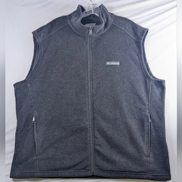 Columbia XL Gray Fleece Vest Full Zip Mens Outerwear Sleeveless Lightweight - Picture 1 of 12